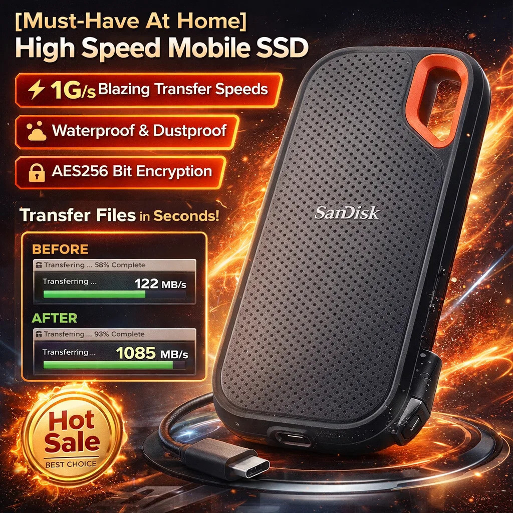 【Fácil de Transportar】Compacto e Rápido 📱 Portable External SSD Type-C, High-Speed Plug & Play/SSD Portátil/Plug & Play