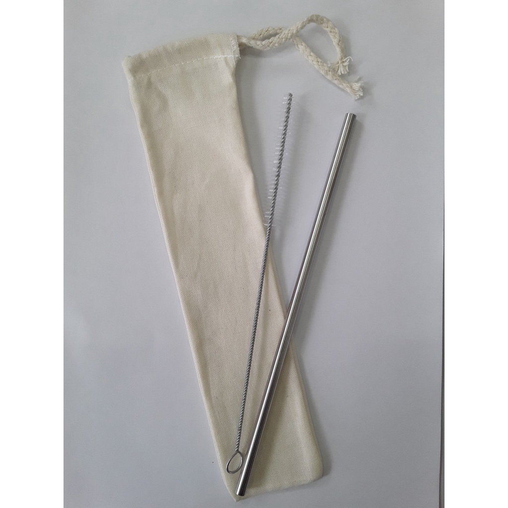KIT 3 pçs com 1 Canudo inox ecológico + 1 Bag + 1 Escova de limpeza