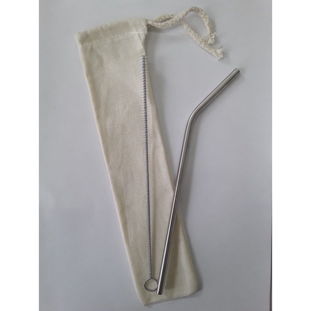 KIT 3 pçs com 1 Canudo inox ecológico + 1 Bag + 1 Escova de limpeza