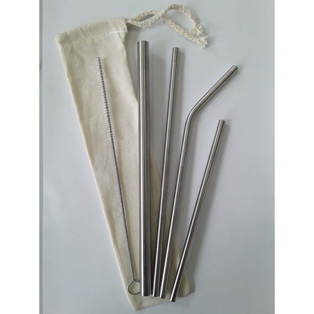 KIT 6 pçs  canudos inox ecológicos com canudo  Milk shake +  Bag +  Escova de limpeza