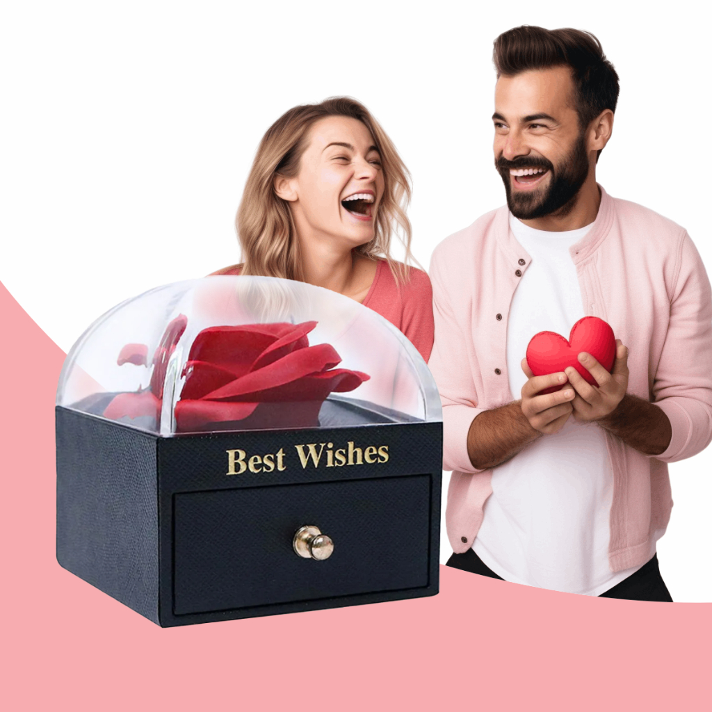 Caixa Organizadora Flor Rosa Decorativa Para Bijuterias Colares Cosméticos Presente