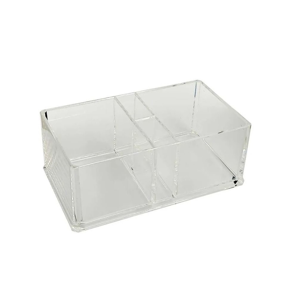 ORGANIZADOR DE COSMÉTICOS  COM 4 DIVISÓRIAS EM PLÁSTICO 14CMx8CMx5,5CM