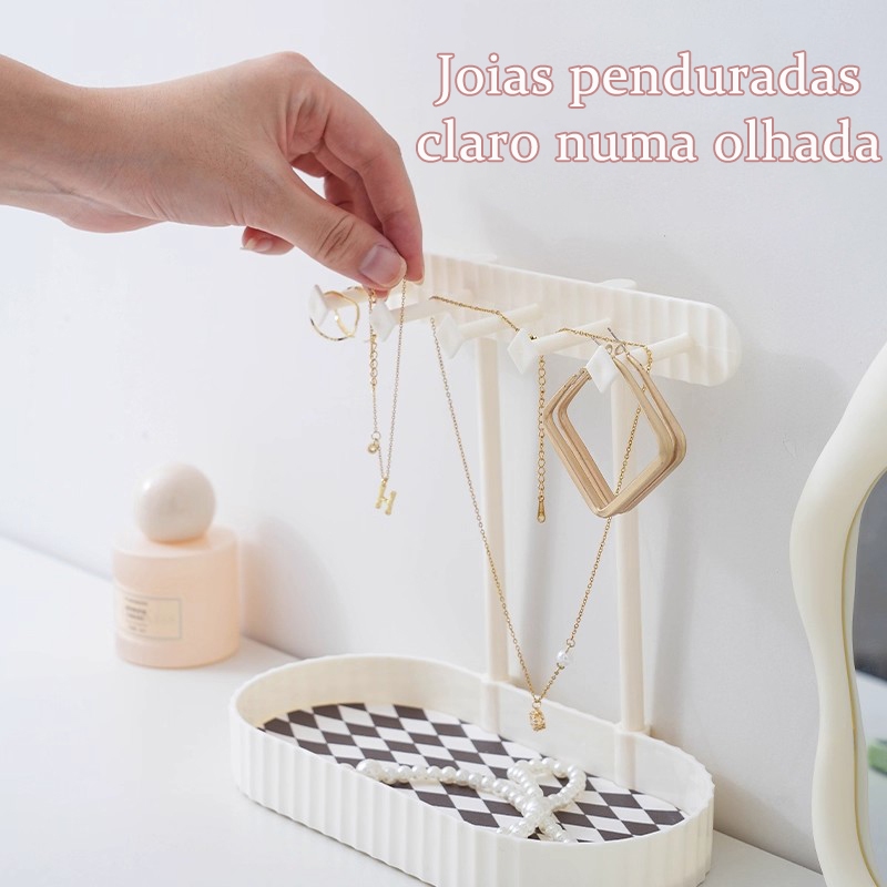 Organizador Multifuncional de Bijuterias, Colares e Cosméticos - Exposição Elegante para Mesa de Maquiagem