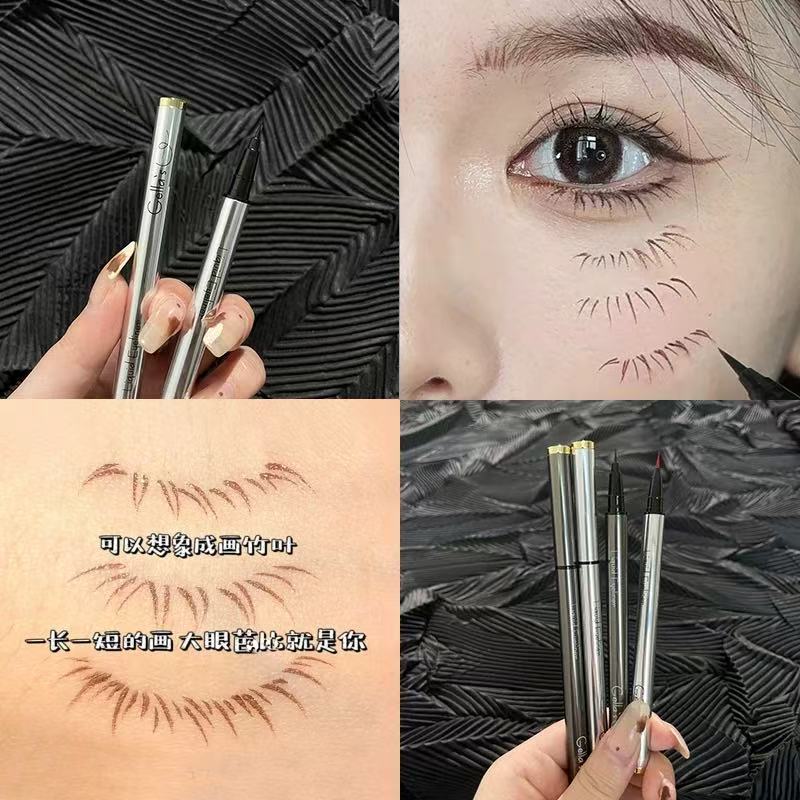 Simulação de pintura cílios inferiores ~ gellas caneta delineadora líquida ultrafina ponta de cabelo macio secagem rápid