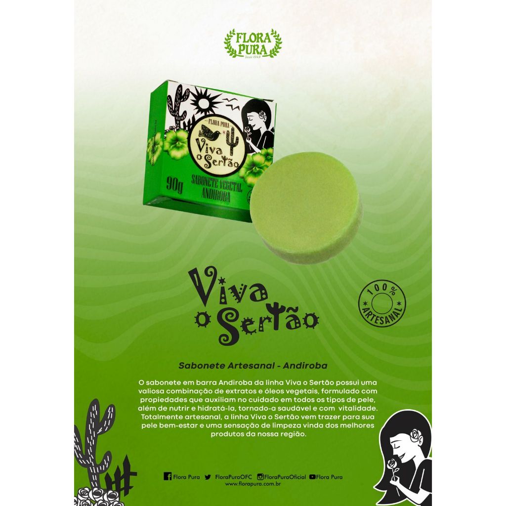 Sabonete Vegetal De Andiroba 90g Flora Pura