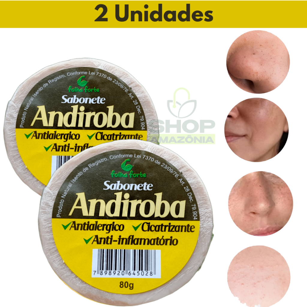 2 Sabonetes Naturais de Andiroba cicatrizante e anti-inflamatório 80g