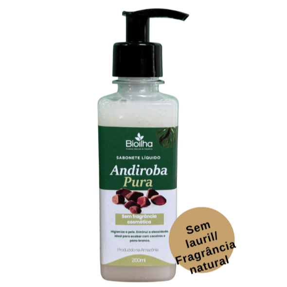 Bioilha Sabonete Líquido de Andiroba 200ml Hidratante/Regenerador e ação anti-inflamatória.