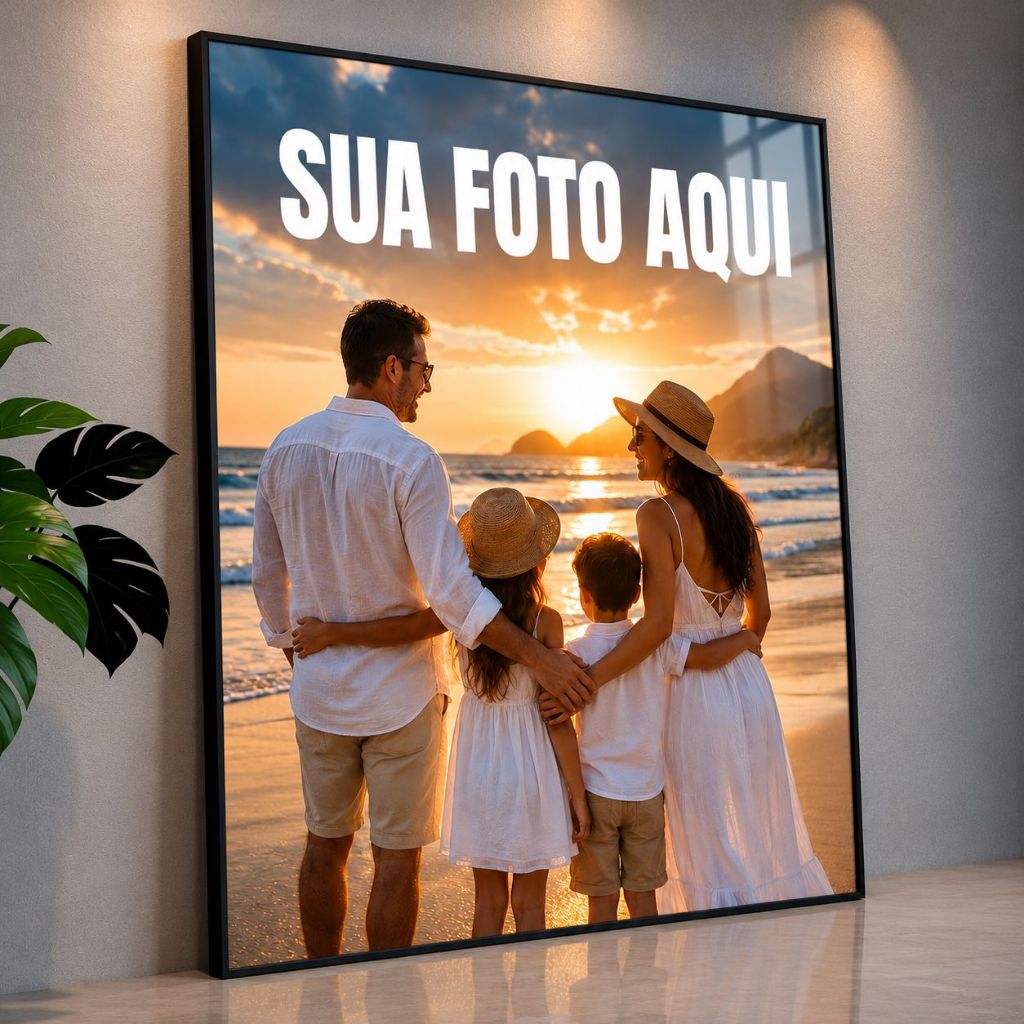 Quadro Personalizado Grande 100x60 com Sua Foto Placa Decorativa Família Casal Bebê Presente para Sala Quarto
