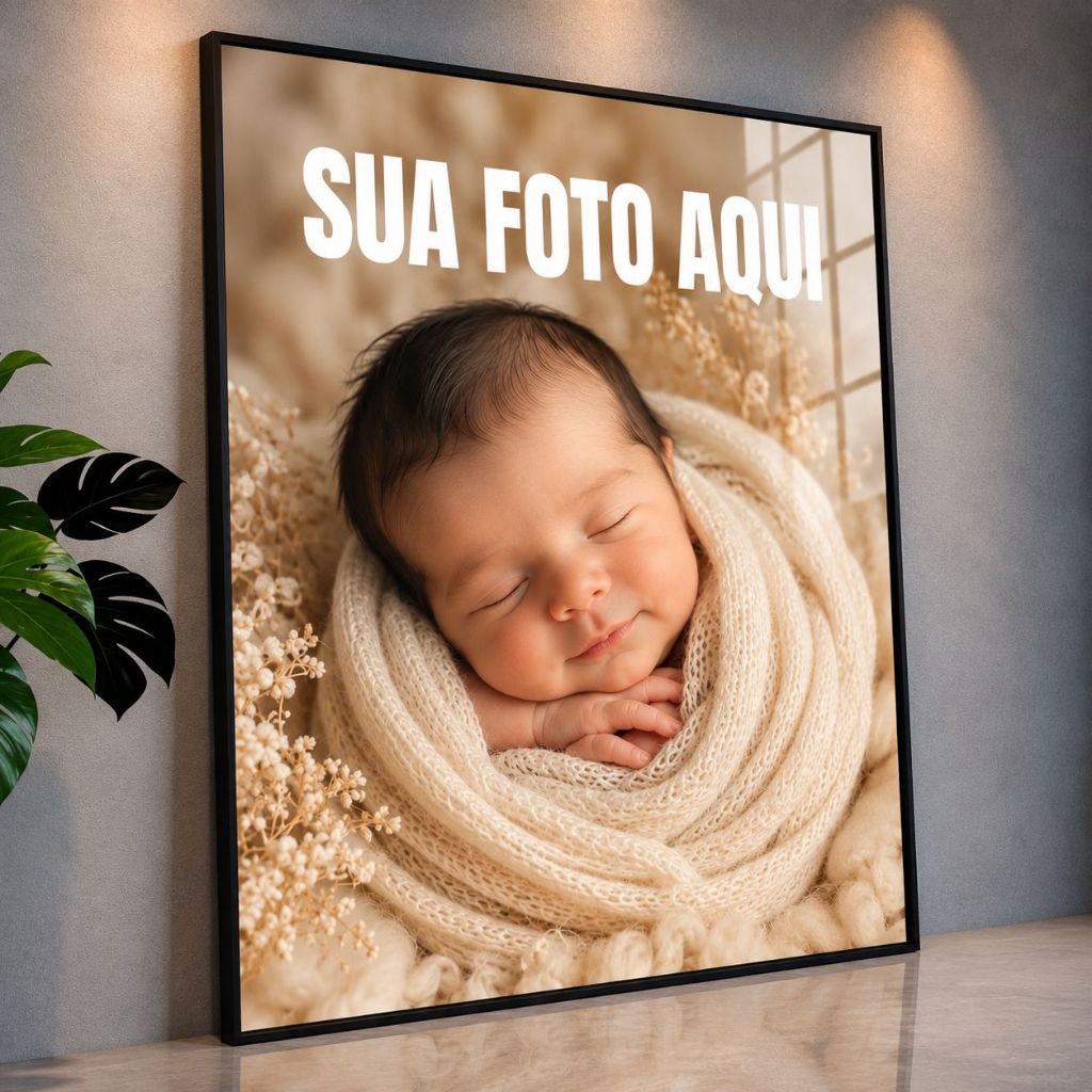 Quadro Personalizado com Sua Foto 20x30 Placa Decorativa Foto Família Bebê Casal Presente Personalizado