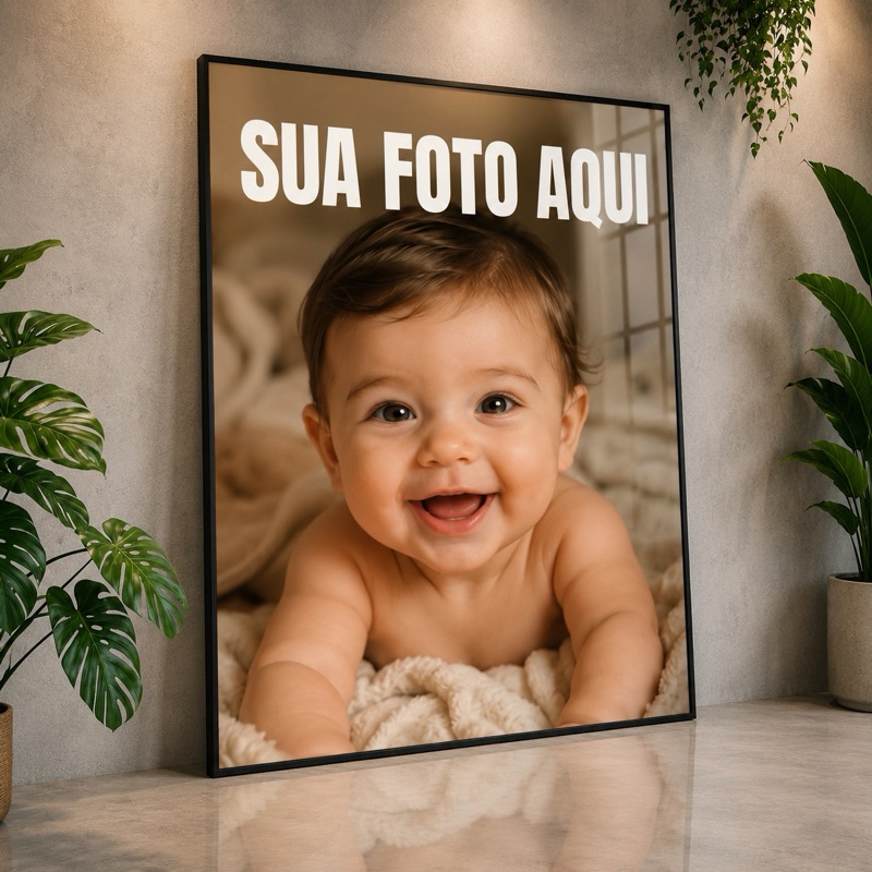 Quadro Decorativo Personalizado Foto Bebê Grande Sala Quarto Família 40x60 cm