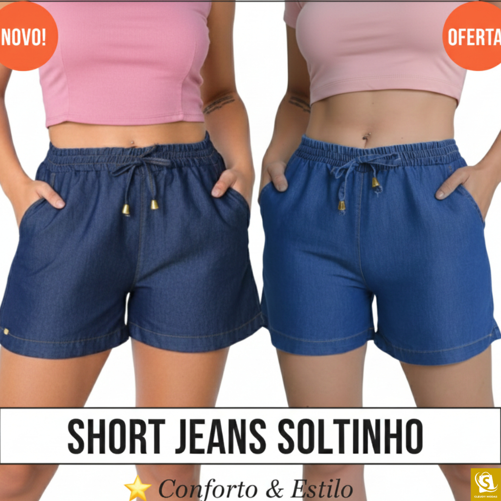 Short feminino, Bermuda jeans feminina, praia feminino, Short jeans feminino casual para verão