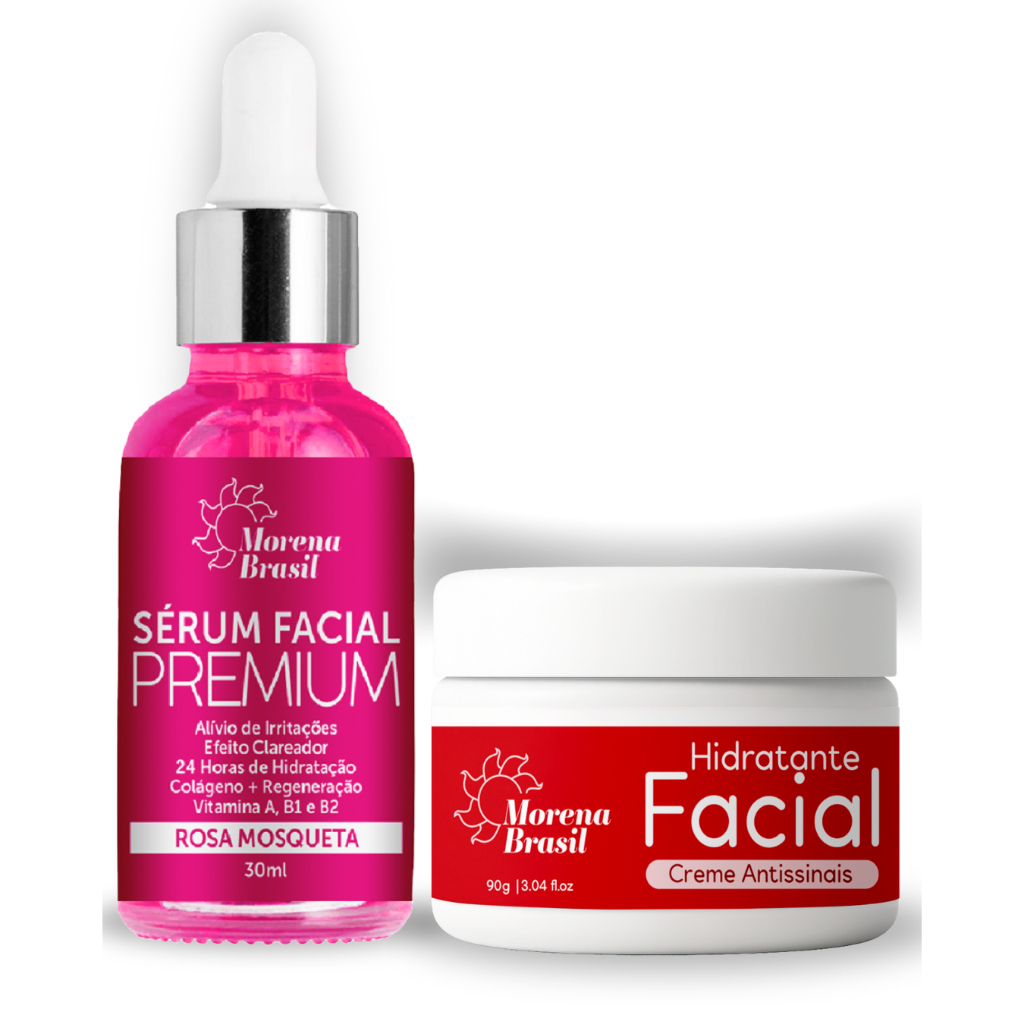 Kit Creme Antissinais + Sérum Rosa Mosqueta - Hidratação e Renovação | Morena Brasil