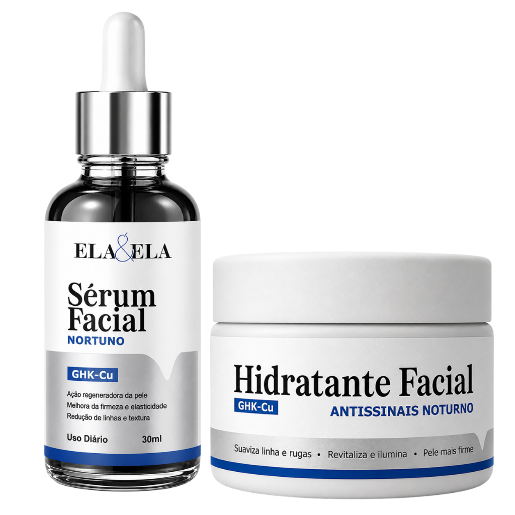 Kit Sérum Facial Noturno + Hidratante Antissinais Noturno | Regeneração, Firmeza e Hidratação