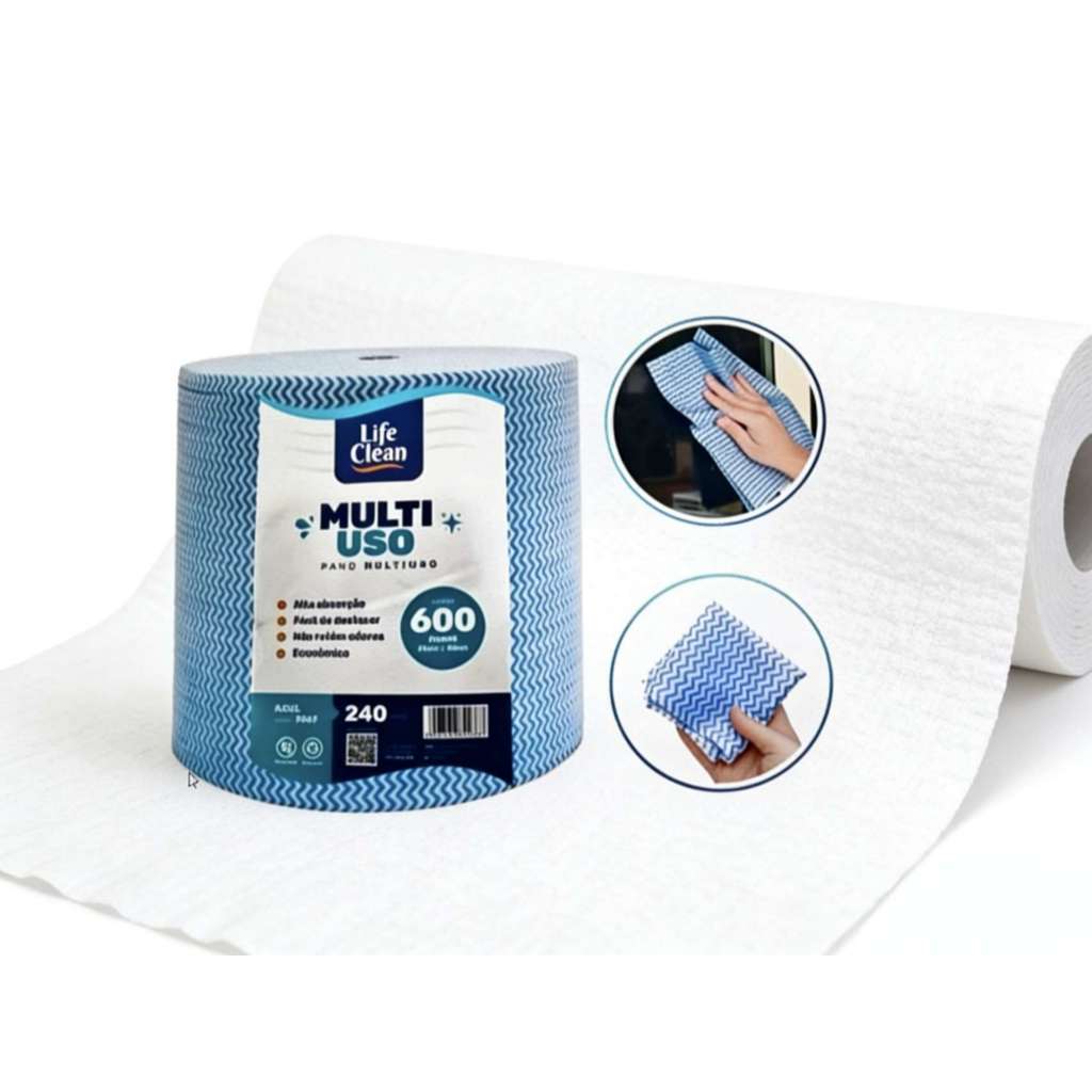 Pano Multiuso Tipo Perfex Limpeza Rolo com 600 Unidades 20x40cm Rolo 240m ENVIO/ FULL
