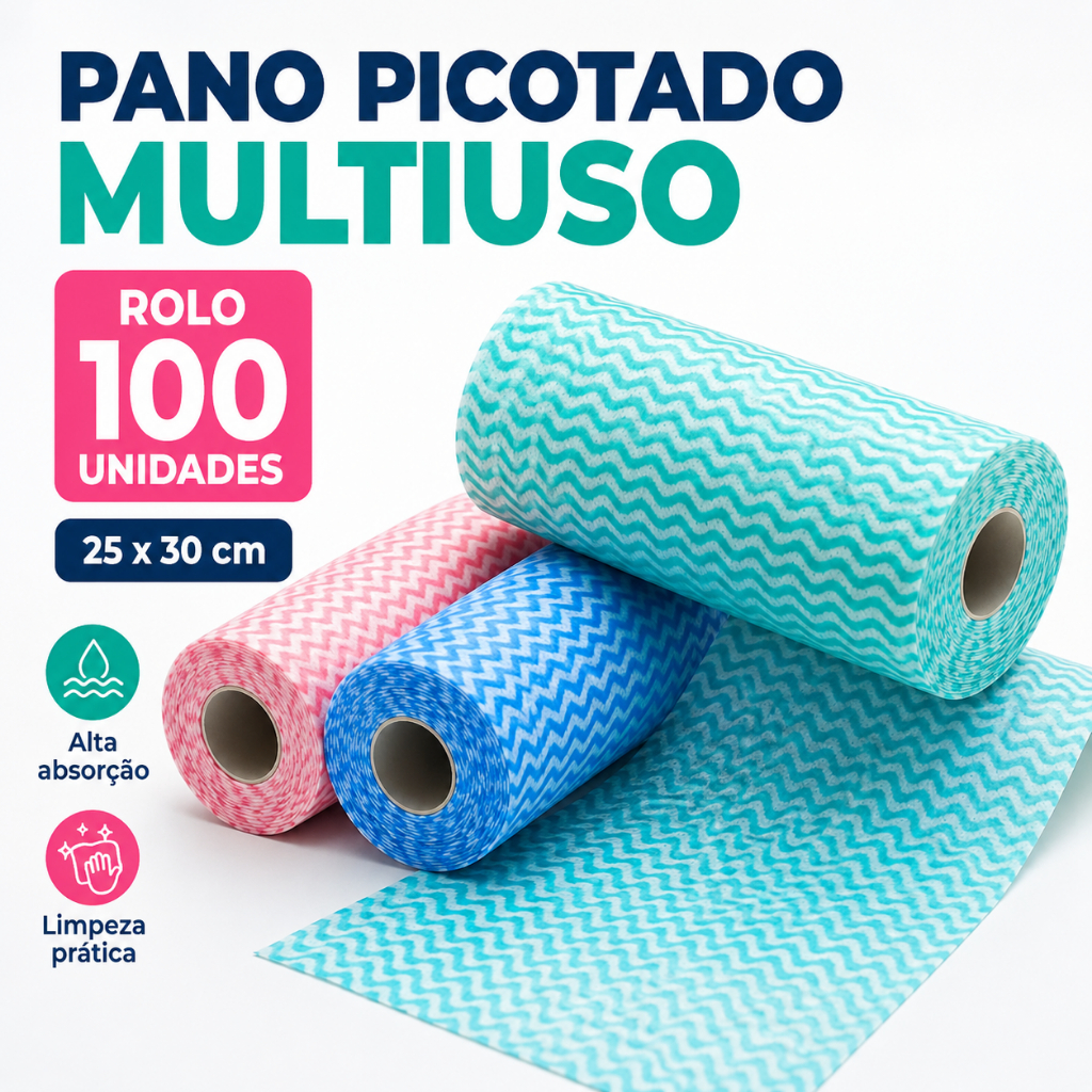 Panos Multiuso Tipo Perfex Picotado 25x30cm Reutilizável Kit 100