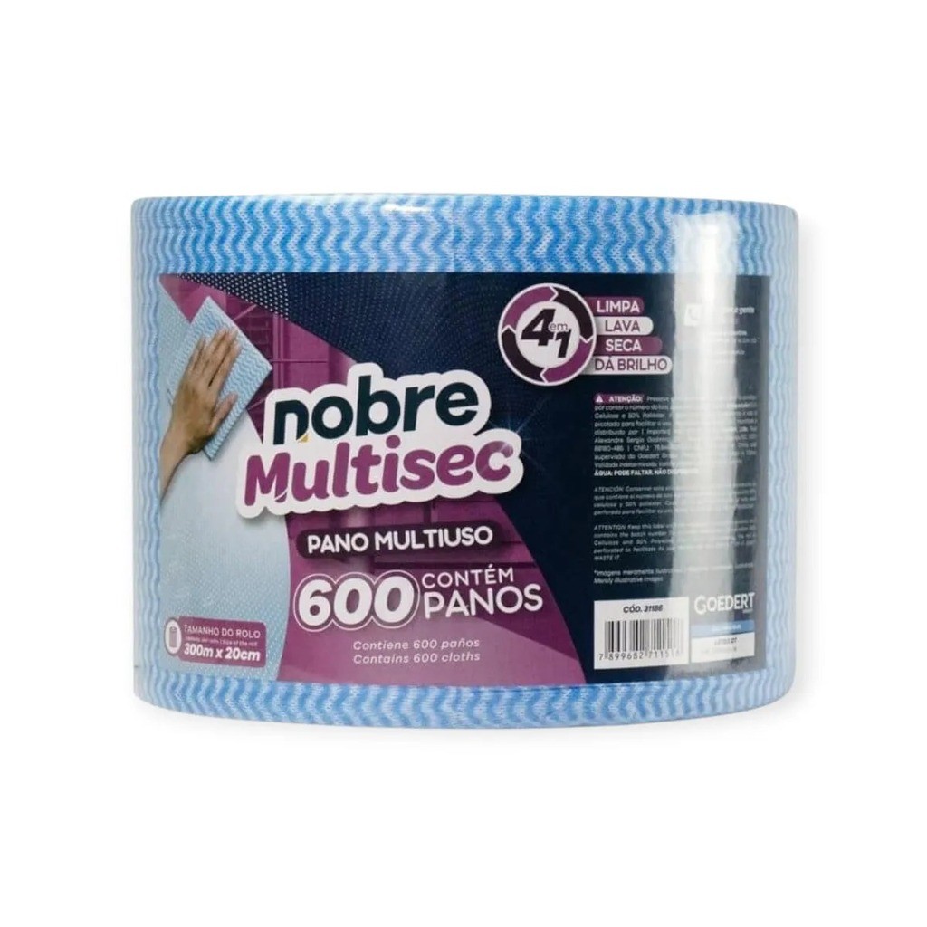 PANO MULTIUSO TIPO PERFEX ROLO TECIDO NAO TECIDO TNT 20CMX240M AZUL - NOBRE