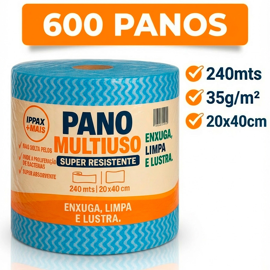600 Panos  Multiuso Bobina 20x40 240m Tipo Perfex Limpa Rolo Bobina Pano Cor Azul