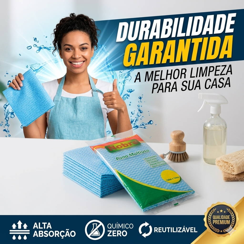Pano Tipo Perfex Nobre Multiuso - Limpeza Pesada e Delicada 50x28cm