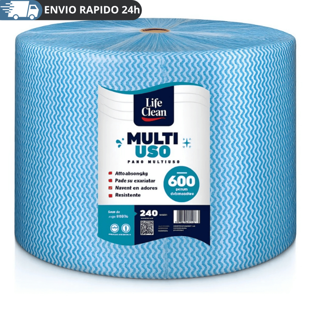 Pano Multiuso Life Clean Tipo Perfex 600un 20x40 Descartável Azul