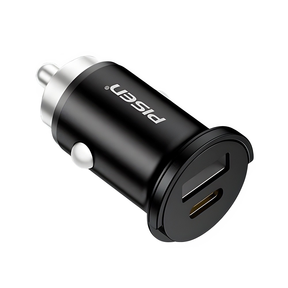 Carregador Usb A/C Pisen Máx. 20W Mini para Carro Preto