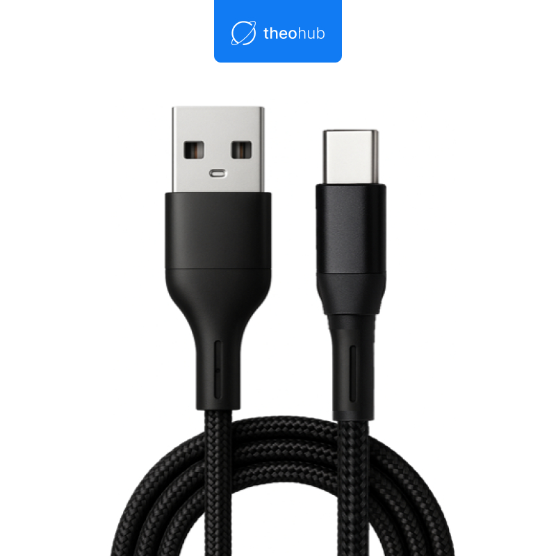 ⚡Cabo USB p/ Tipo C Nylon Trançado Carregamento Super Rápido 20W 3A 1m Preto Celular Android