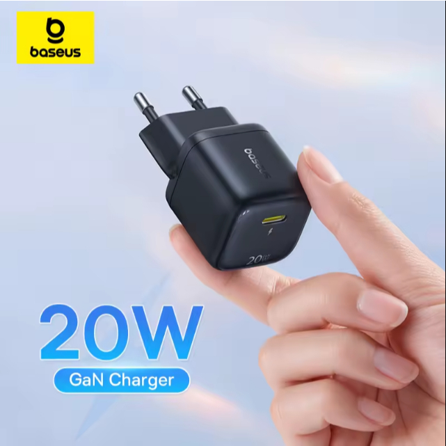 Carregador Original Baseus Preto 20W USB Tipo C Carregamento Turbo QC 3.0 - C/ NF