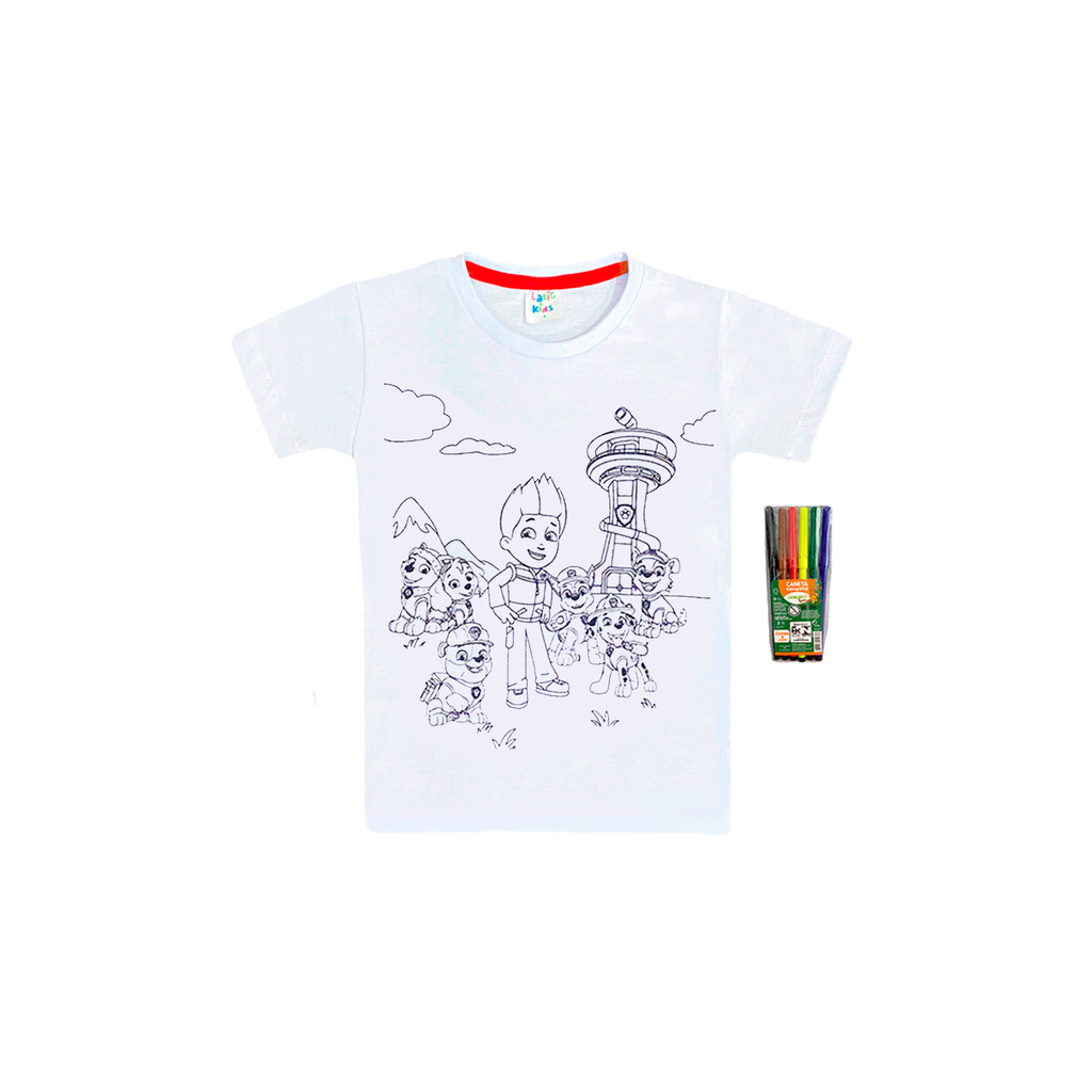 Camiseta Infantil Patrulha Canina - Pinte e Lave - Latic Kids