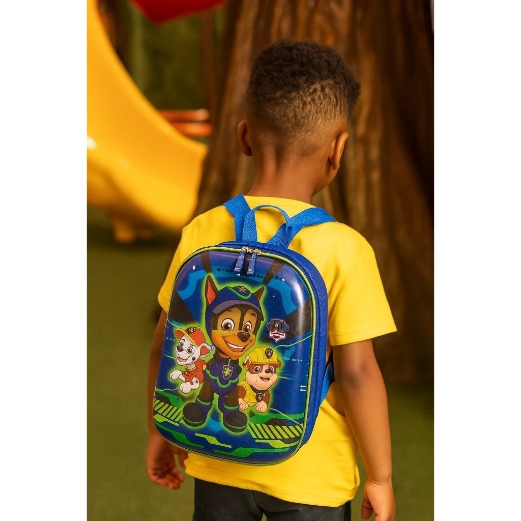 Mochila Infantil Patrulha Canina Tamanho P - Roxa e Azul, Chase Spy, Mochila Escolar, Diversão Kids.