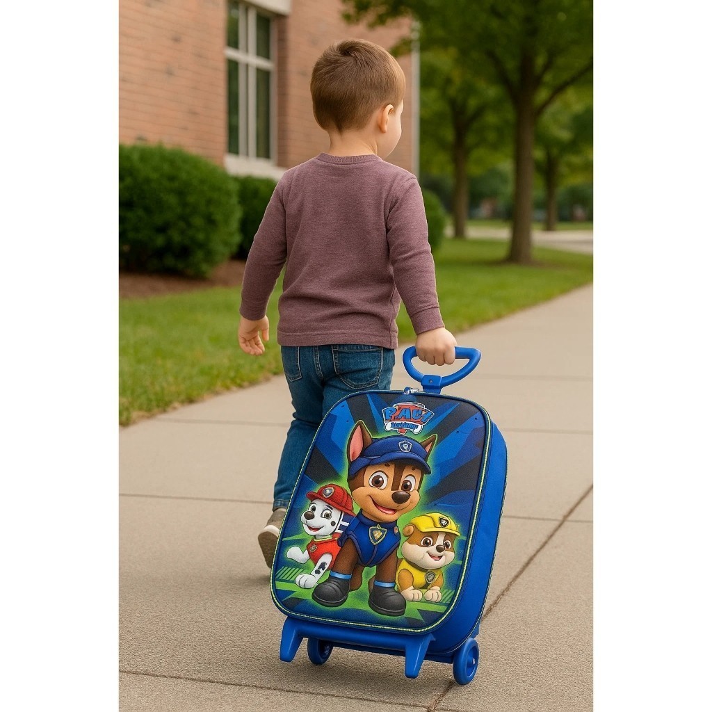 Mala Infantil Patrulha Canina 3D com Rodinhas - Azul, Boys, Viagem, Kids, Estilo, Diversão, Prática.
