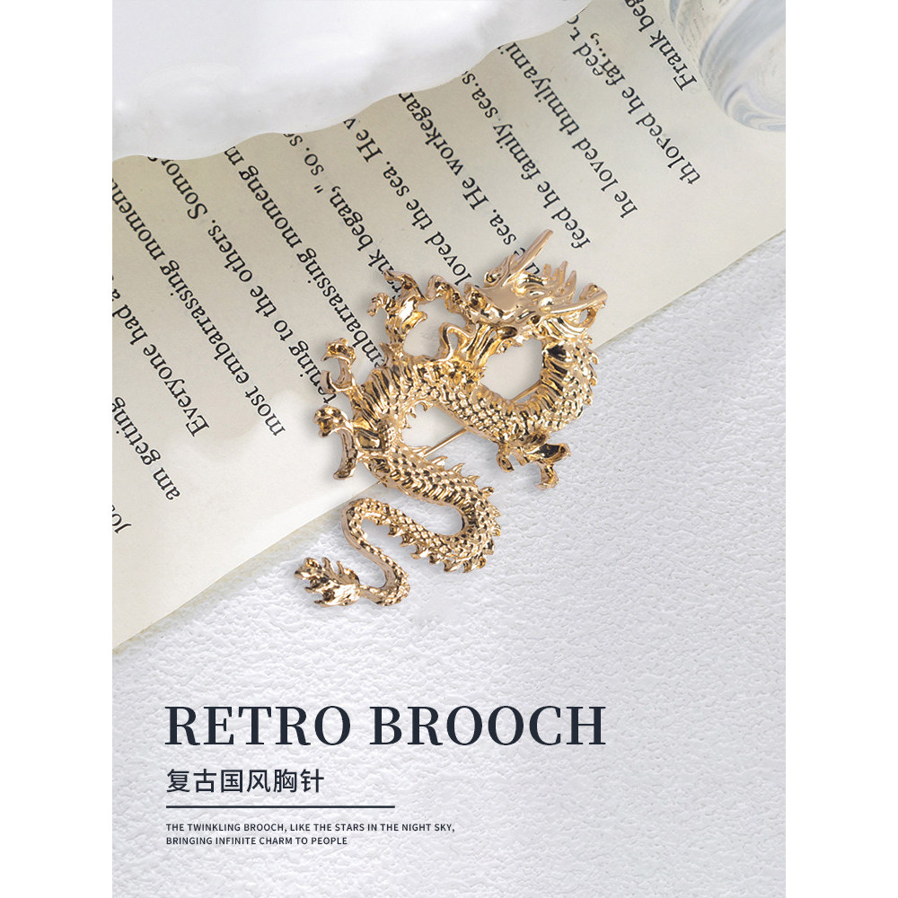 Estilo chinês broche novo estilo pino decote pino masculino feminino único terno acessórios High-End dourado textura cri