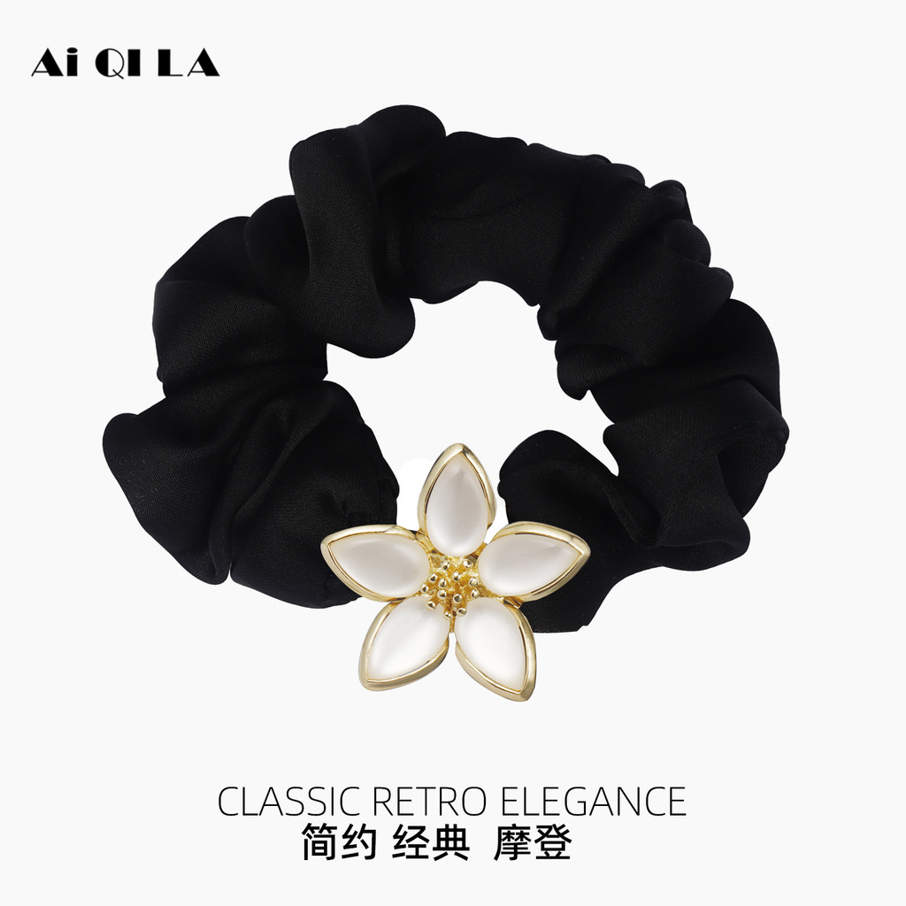 Aiqila aiqila flor laço de cabelo high-End francês Scrunchy bandana feminino alta elástica borracha simples imitação cri