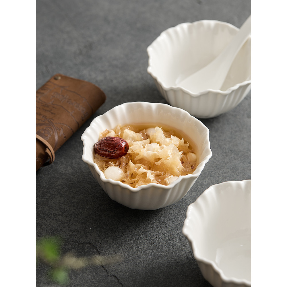 Fabricante japonês branco tigela de arroz doméstico tigela de arroz simples High-End iogurte sobremesa salada tigela cri