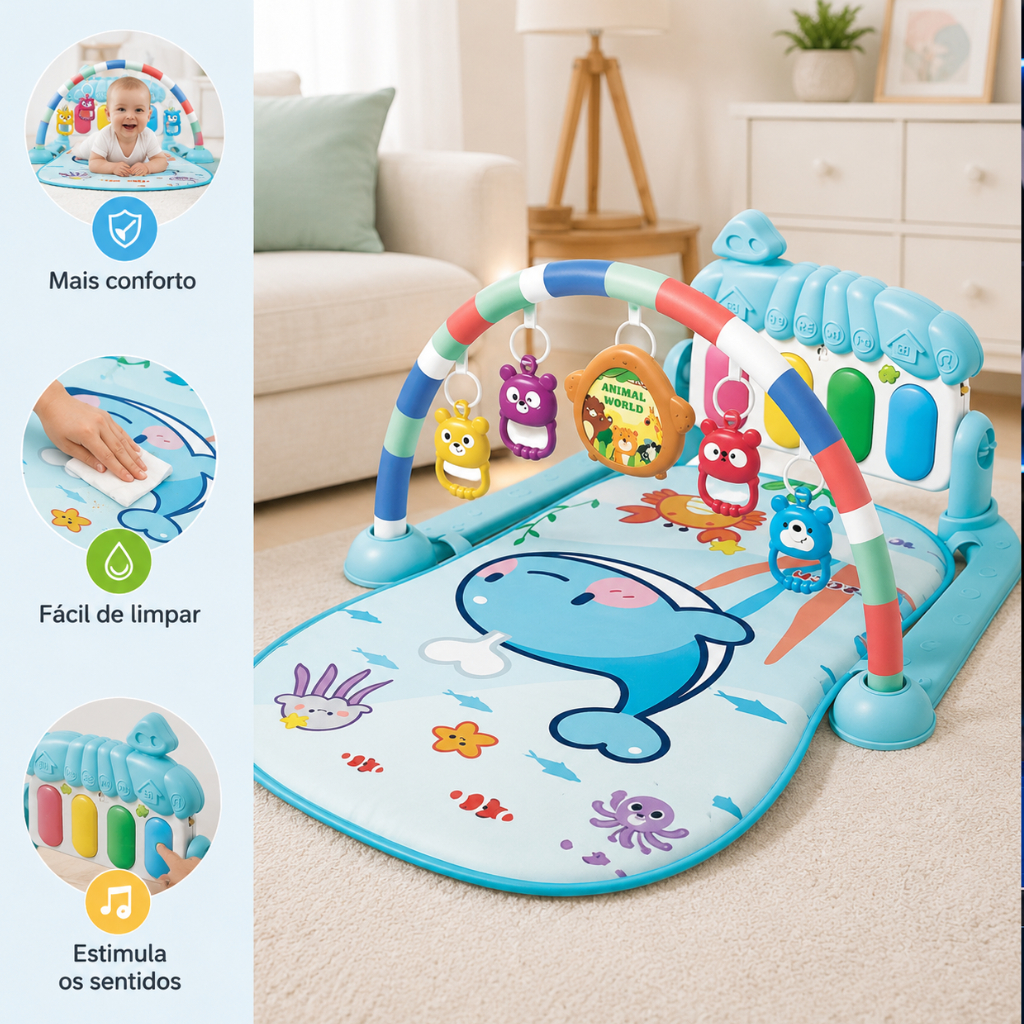 Tapete Atividades Infantil Musical Interativo Estimulacao Desenvolvimento Sensorial Educativo Azul