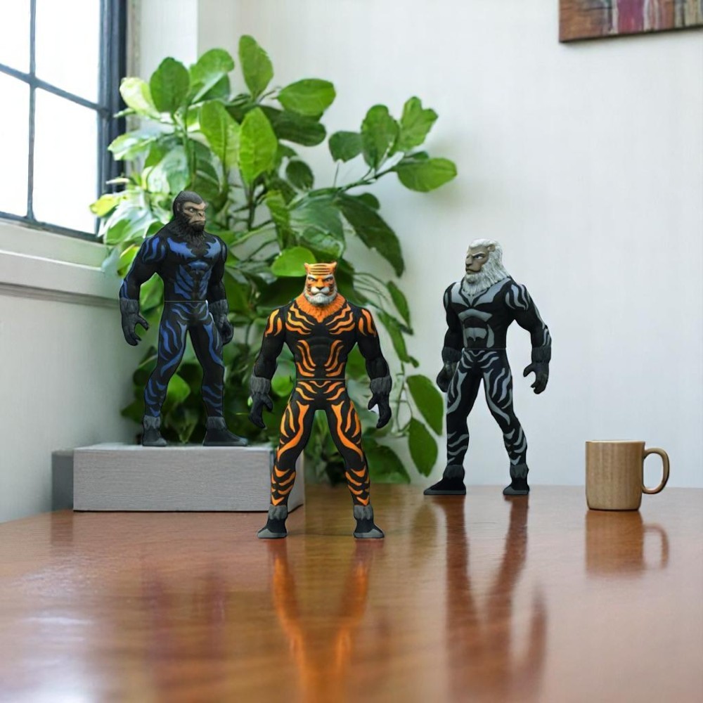 Kit Brinquedo Infantil Super Herói Animal War Figuras Ação Diversão Estimulação Imagem