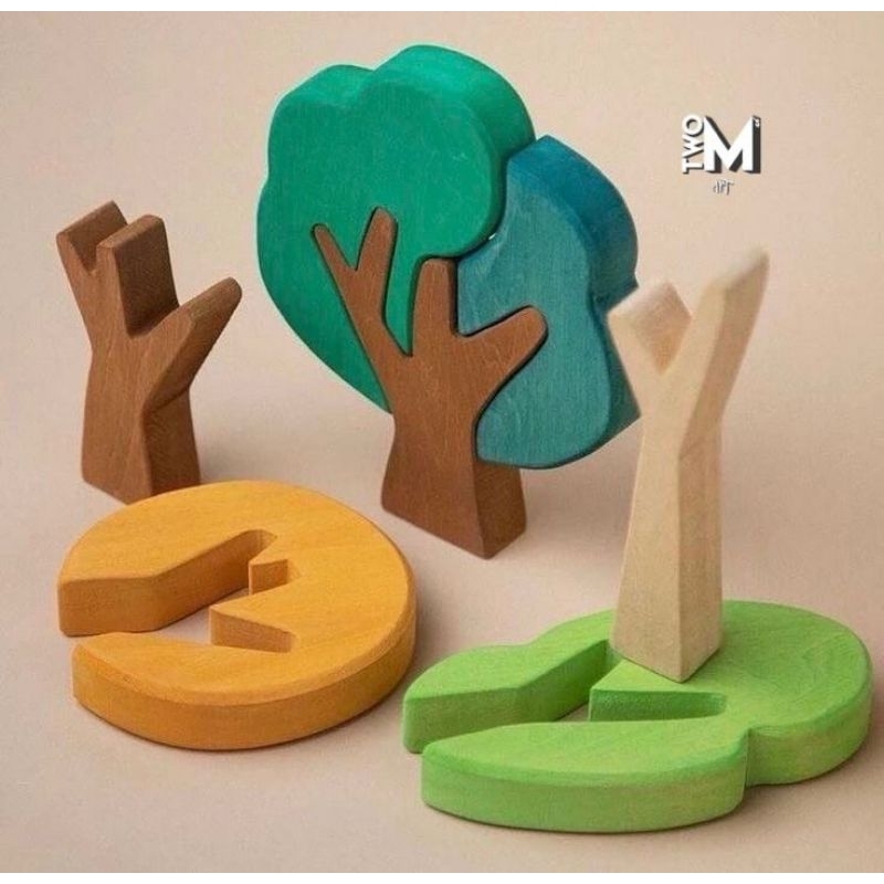 Kit montessoriano brinquedo montessori para estimulação infantil árvores em pinus decoração