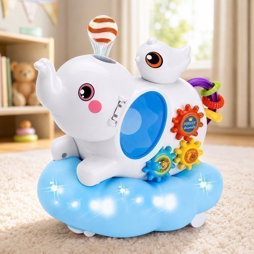 Brinquedo Musical Infantil Elefante Divertido Estimulacao Sensorial Educativo
