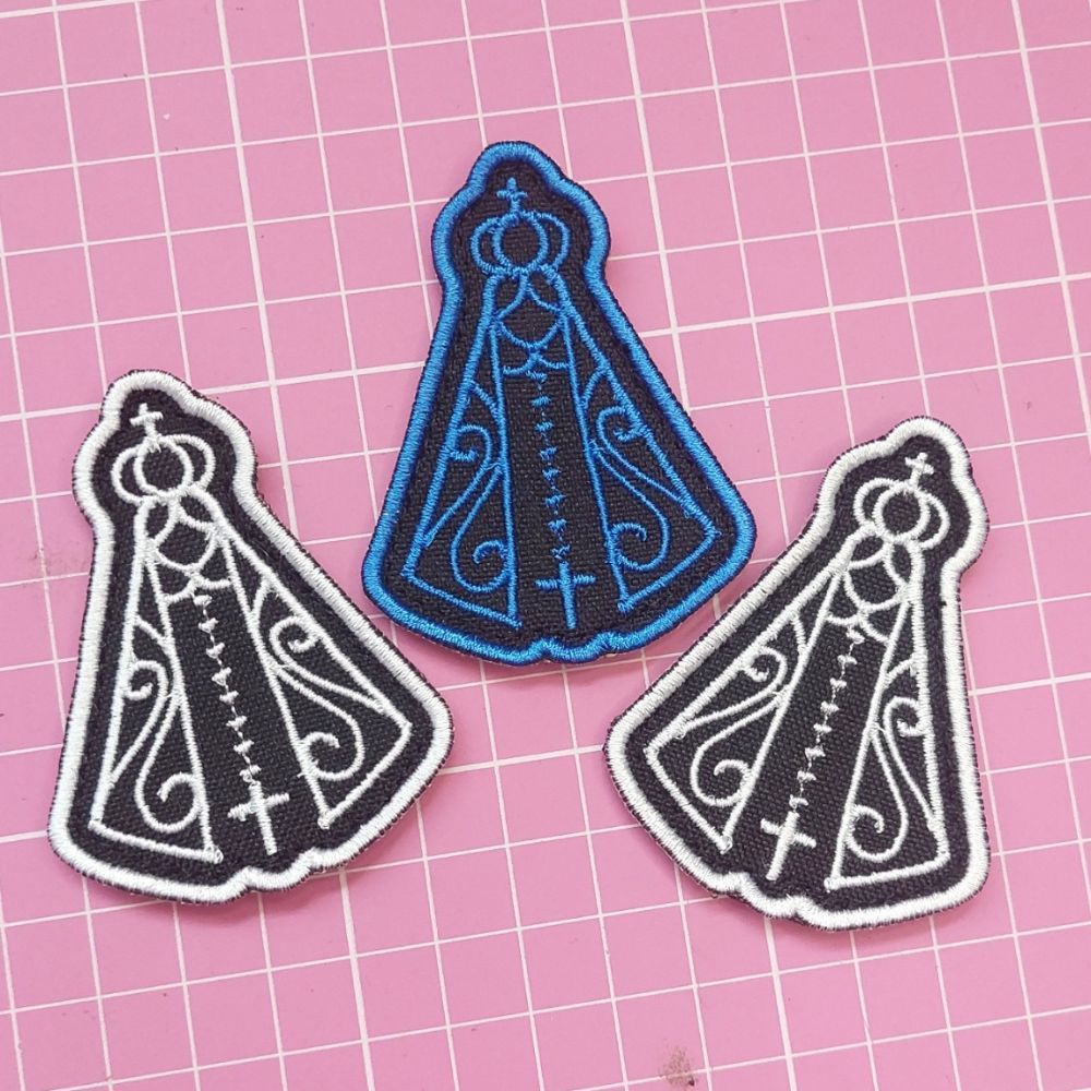 Patch Aplique Bordado Santa Nossa Senhora Cores Velcro ou Termocolante cowboy country motoclube