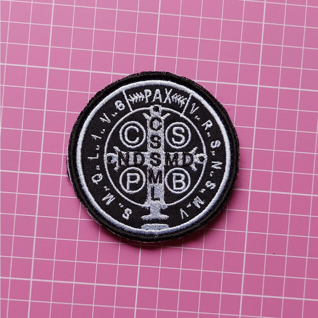 Patch Aplique Bordado Medalha de São Bento Termocolante ou Velcro Country cowboy / Motoclube