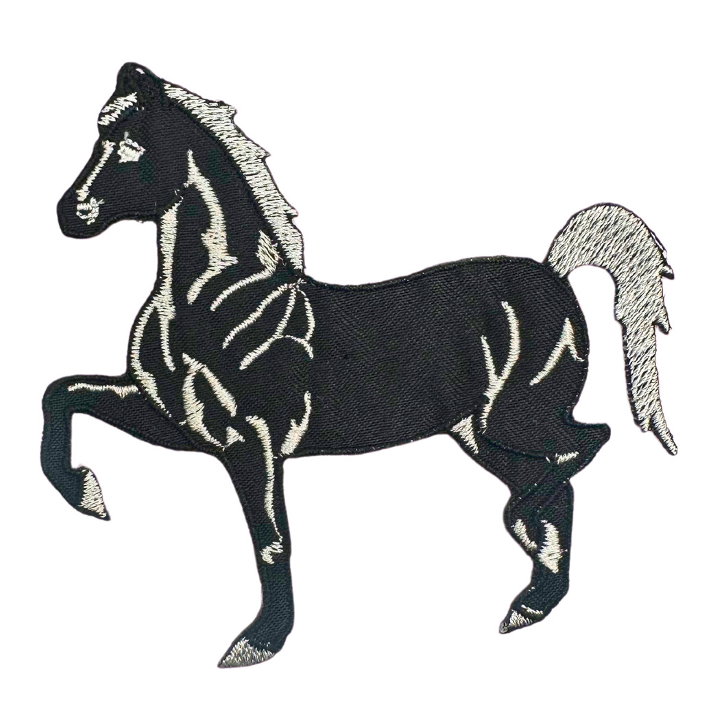 Aplique Patch Bordado Termocolante Cavalo Preto Boiadeira Country
