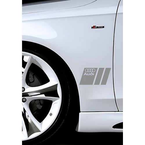 Adesivo Carro Compatível Audi Sport A3 A4 A5 Q3 S3 Bandeira Prata