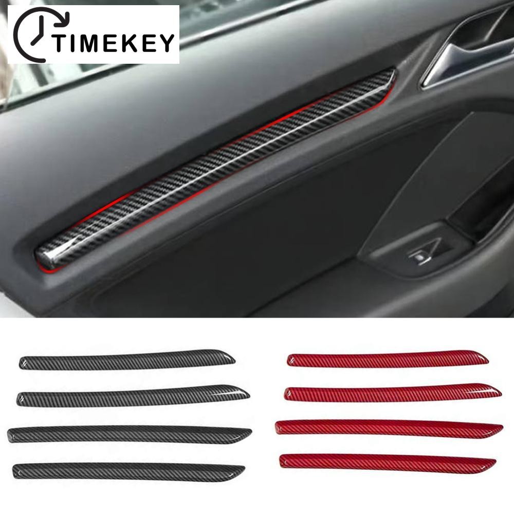 TKEY 4Pcs Autocolantes Para Decoração De Portas De Automóveis Tiras De Fibra De Carbono Audi A3 8V S3 2014-2020 C8I8