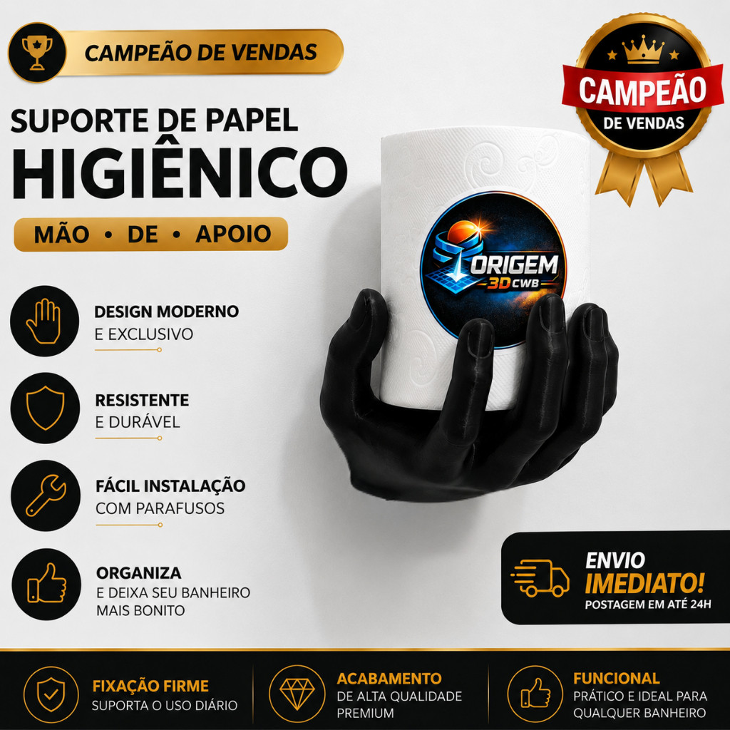Suporte Papel Higiênico ou Toalha Formato de Mão