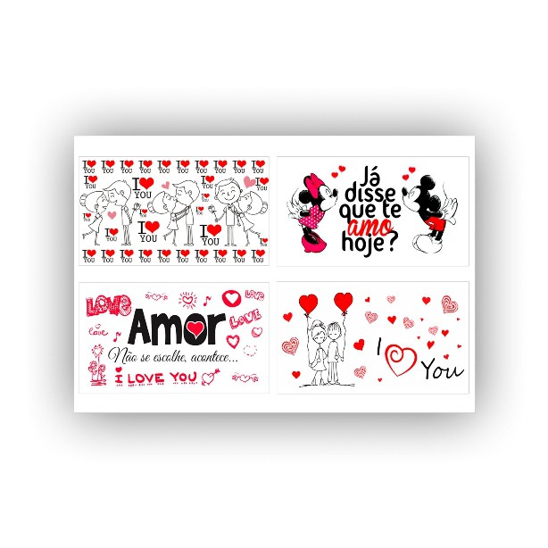 KIt 16 imagens Papel arroz Dia dos Namorados na Caixa de Leite  8x14cm KIT16-01