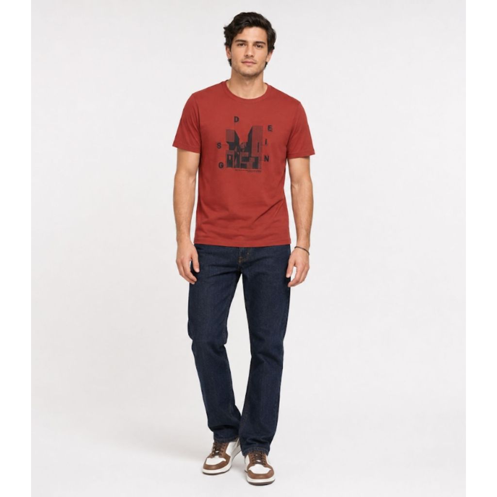Camiseta Masculina em Meia Malha Diametro Vermelho