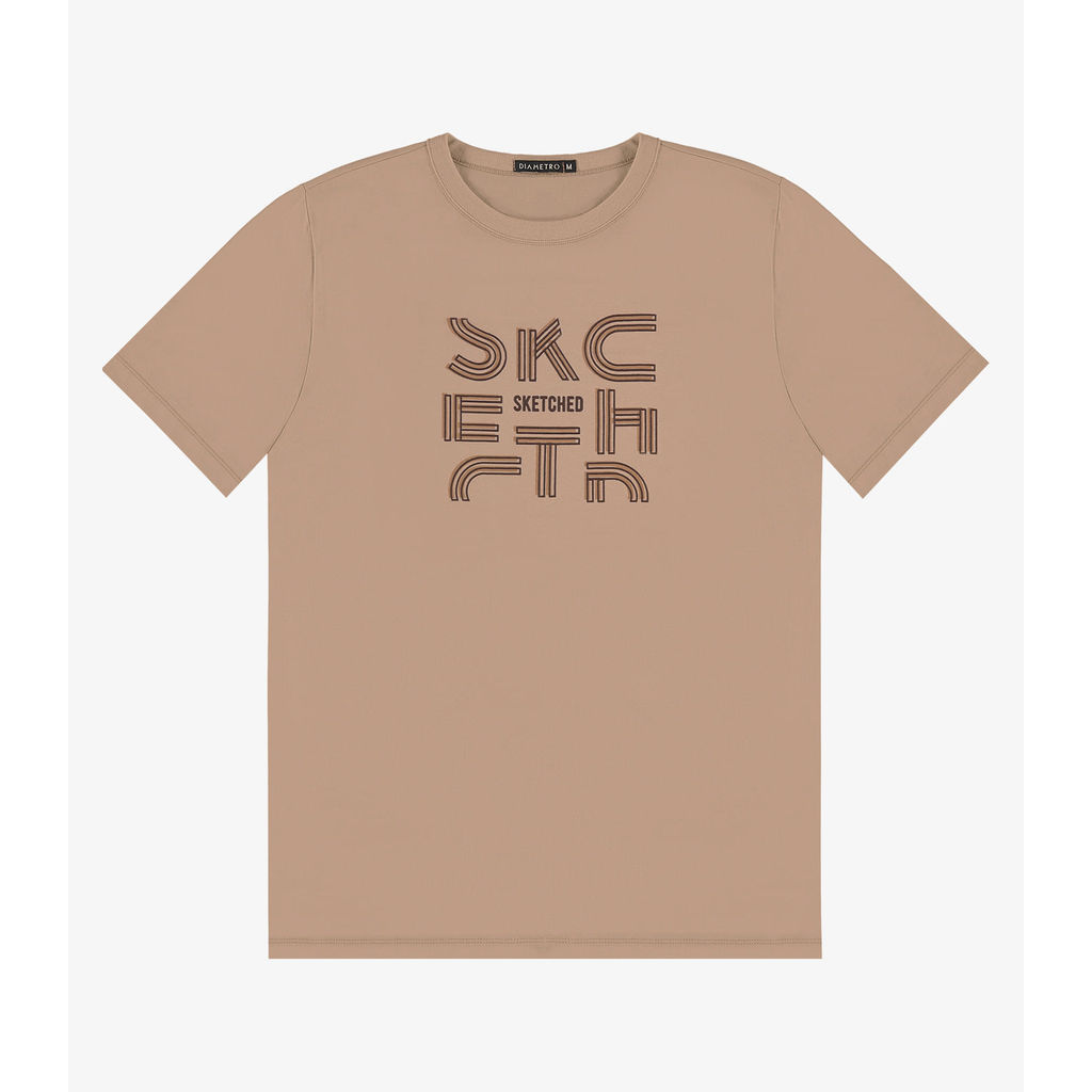 Camiseta Masculina em Meia Malha Diametro Marrom