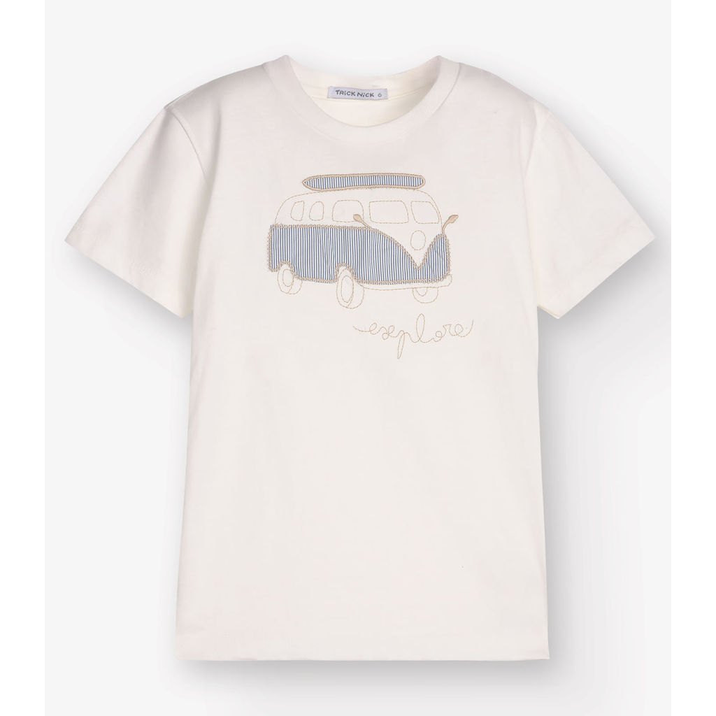 Camiseta Menino em Meia Malha Trick Nick Bege
