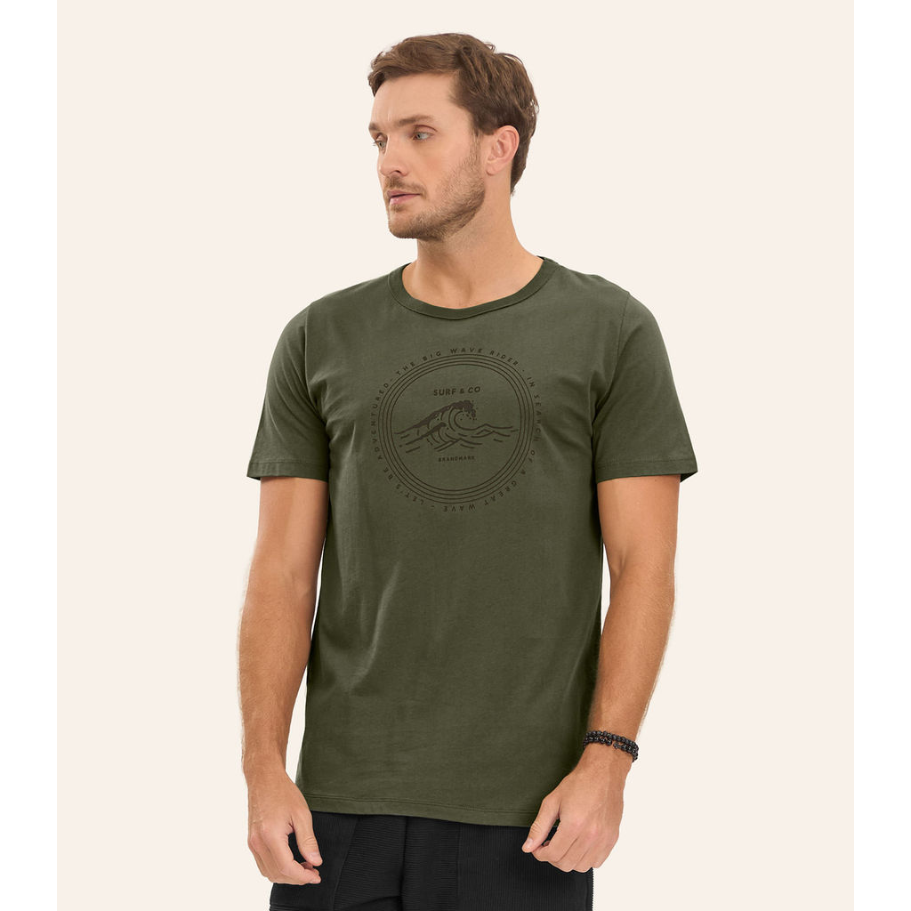 Camiseta Meia Malha Masculina Diametro Verde