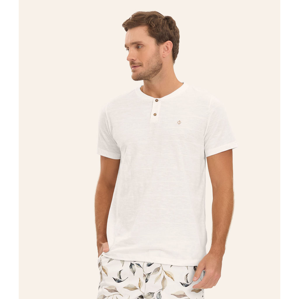 Camiseta Meia Malha Flamê Masculina Diametro Bege