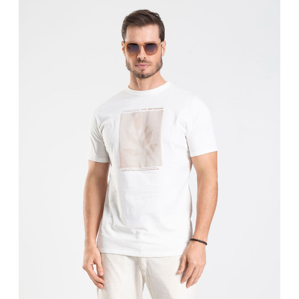 Camiseta Meia Malha Masculina Diametro Bege