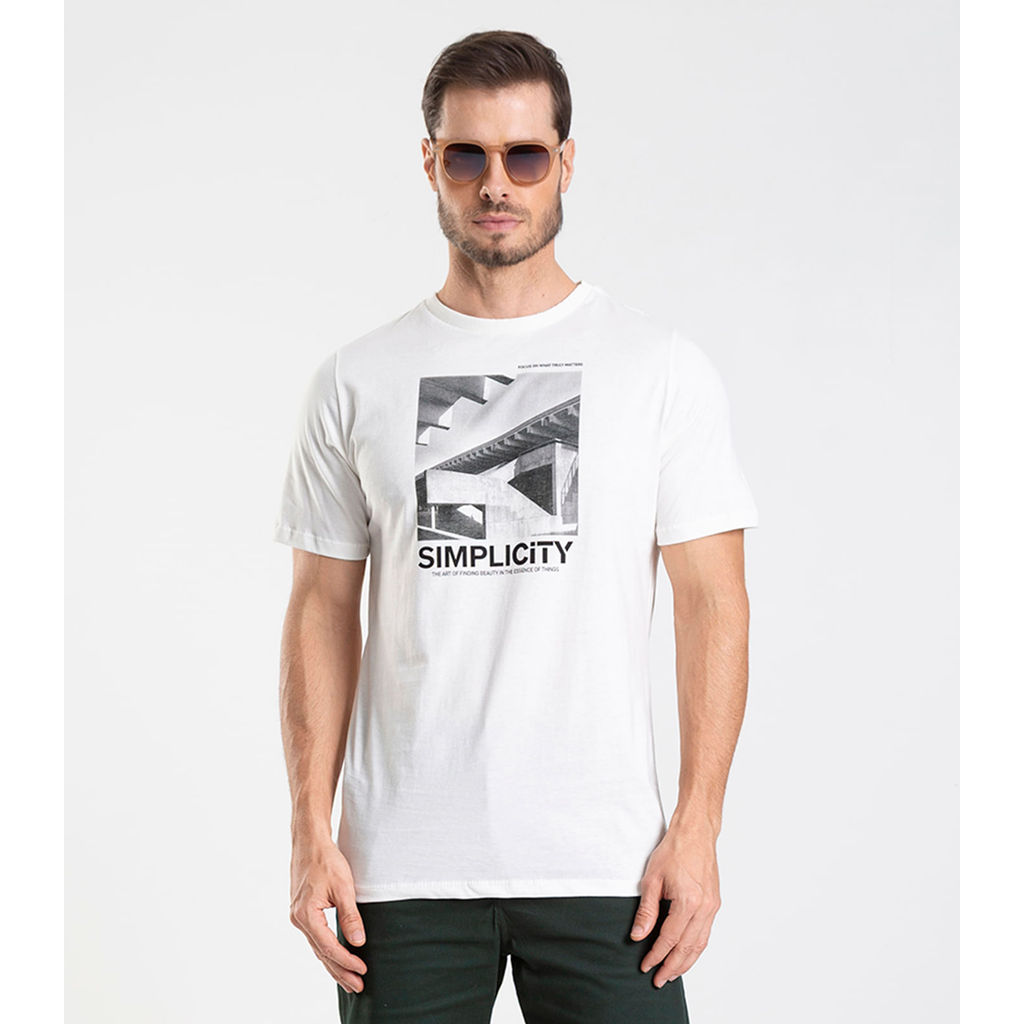Camiseta Meia Malha Masculina Diametro Bege